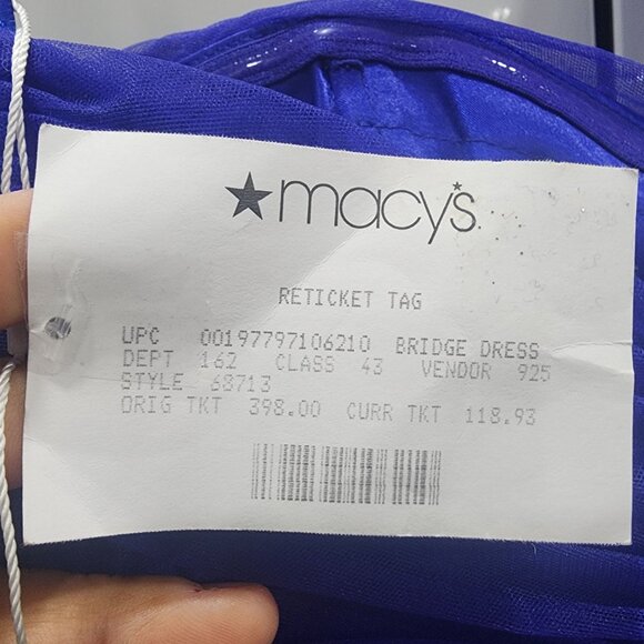 Mac Duggal One-Shoulder Royal Blue Gown Size 14 Tulle & Satin Layers Formal Even - Picture 7 of 7